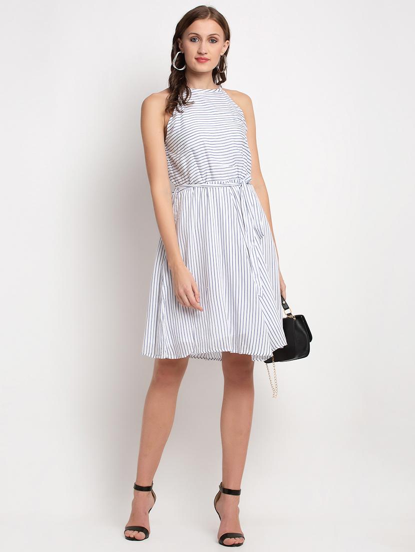 tie front striped fit & flare dress - 17692492 - Zoom Image - 4