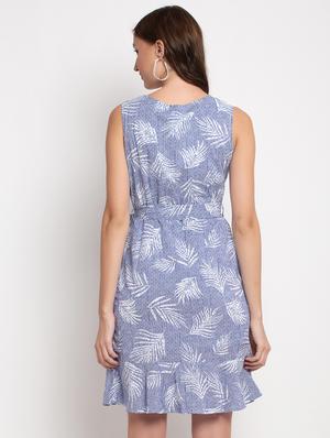 tie front printed a-line dress - 17692495 - Standard Image - 3