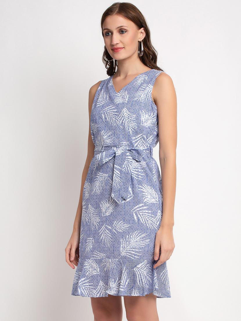 tie front printed a-line dress - 17692495 - Zoom Image - 2