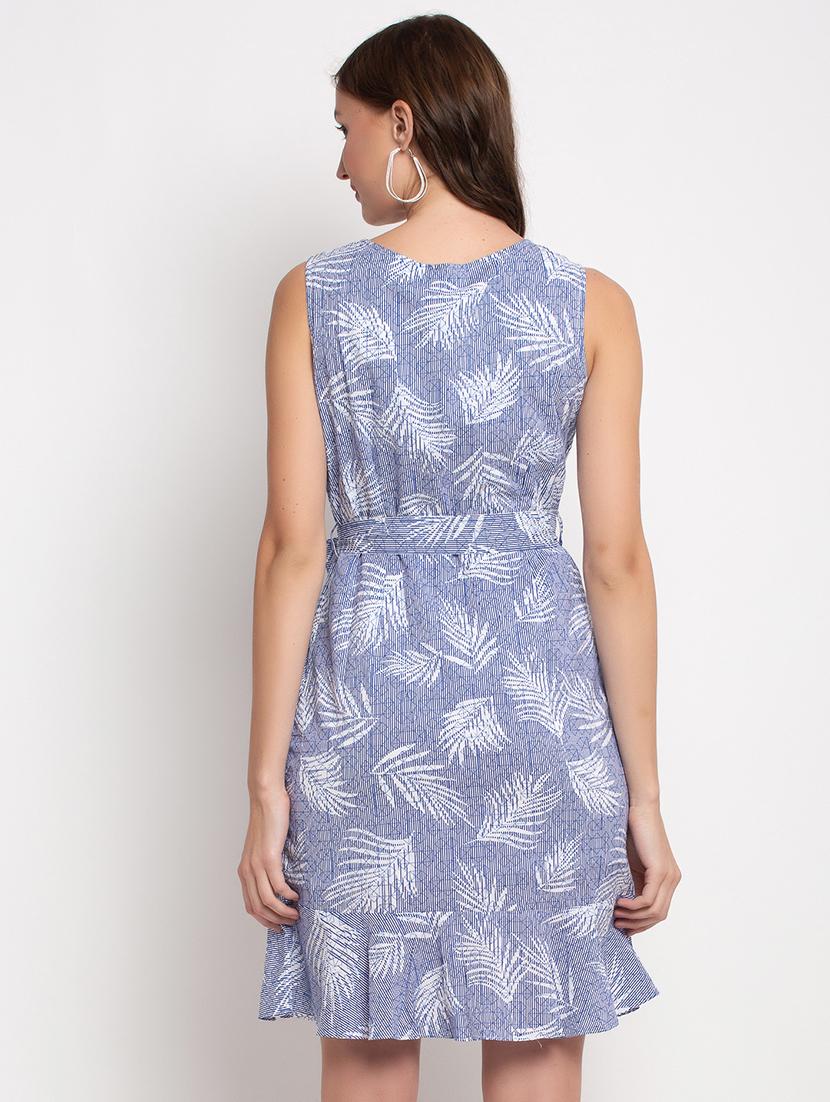 tie front printed a-line dress - 17692495 - Zoom Image - 3