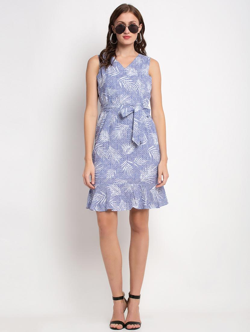 tie front printed a-line dress - 17692495 - Zoom Image - 4