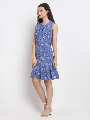 tie up neck floral a-line dress - 17692498 - Standard Image - 2
