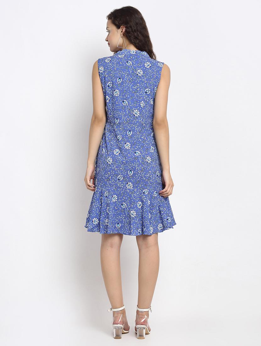 tie up neck floral a-line dress - 17692498 - Zoom Image - 3
