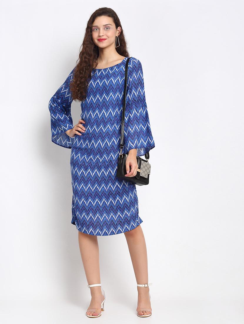 bell sleeved chevron sheath dress - 17692499 - Zoom Image - 4