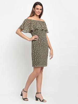 off shoulder geometric sheath dress - 17692778 - Standard Image - 2