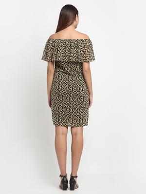off shoulder geometric sheath dress - 17692778 - Standard Image - 3