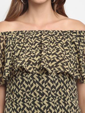 off shoulder geometric sheath dress - 17692778 - Standard Image - 5