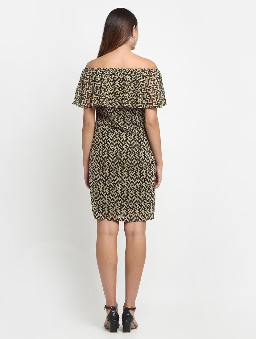off shoulder geometric sheath dress - 17692778 - Zoom Image - 3