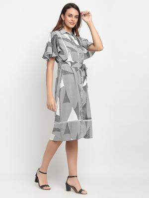 tie front printed shirt dress - 17692781 - Standard Image - 2