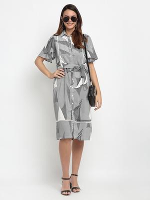 tie front printed shirt dress - 17692781 - Standard Image - 4