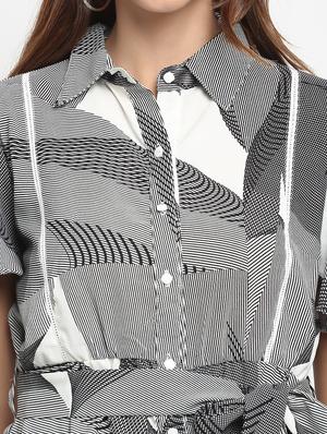 tie front printed shirt dress - 17692781 - Standard Image - 5