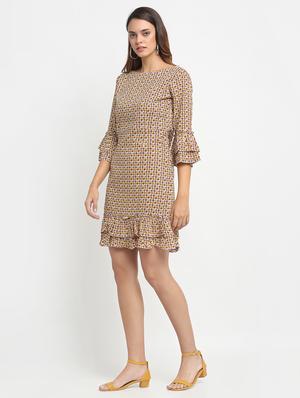 bell sleeved printed sheath dress - 17692782 - Standard Image - 2