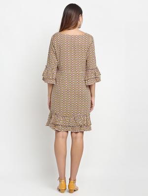 bell sleeved printed sheath dress - 17692782 - Standard Image - 3