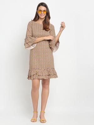 bell sleeved printed sheath dress - 17692782 - Standard Image - 4