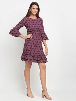 bell sleeved geometric sheath dress - 17692783 - Standard Image - 2