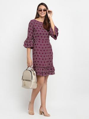 bell sleeved geometric sheath dress - 17692783 - Standard Image - 4