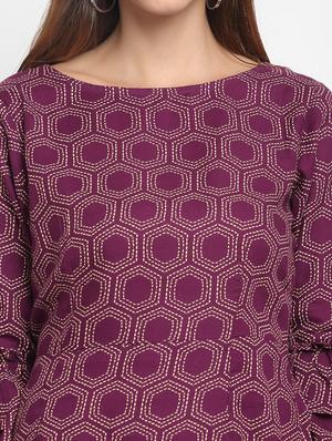 bell sleeved geometric sheath dress - 17692783 - Standard Image - 5