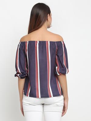 off shoulder striped top - 17692790 - Standard Image - 3