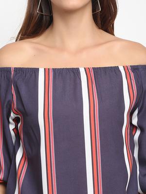 off shoulder striped top - 17692790 - Standard Image - 5