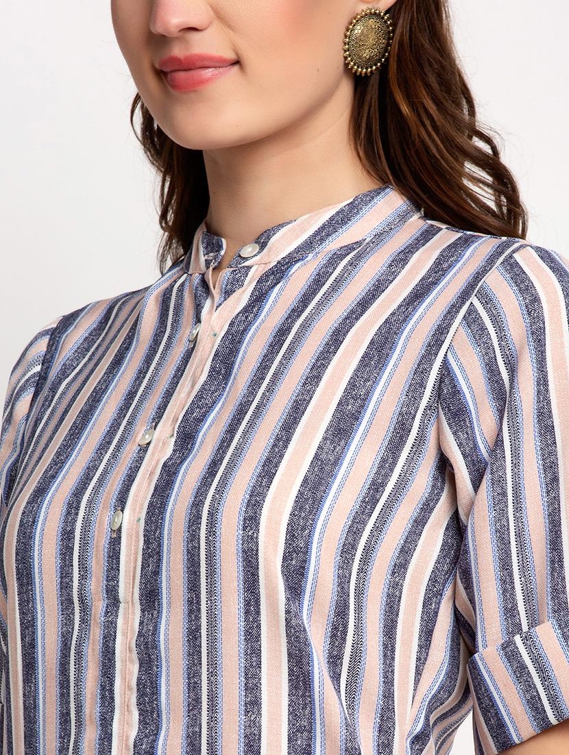 multi colored linen straight kurta - 17692839 - Zoom Image - 5