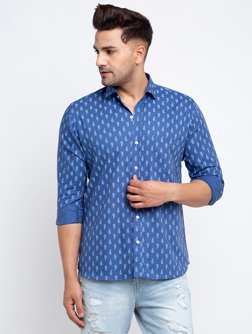 blue paisley casual shirt - 17692852 - Standard Image - 1