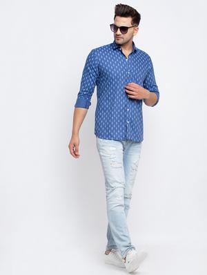 blue paisley casual shirt - 17692852 - Standard Image - 4