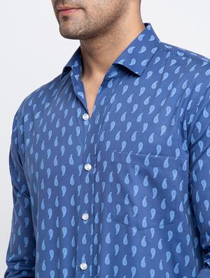 blue paisley casual shirt - 17692852 - Standard Image - 5