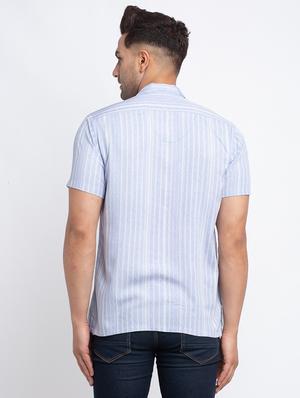 blue striped casual shirt - 17692864 - Standard Image - 3
