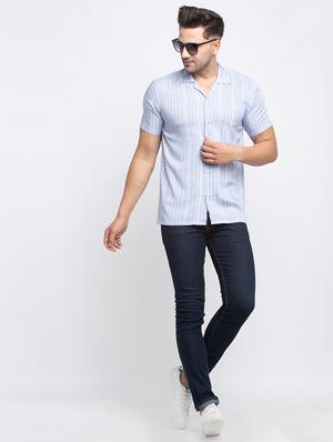 blue striped casual shirt - 17692864 - Standard Image - 4