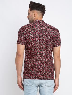 maroon floral casual shirt - 17692898 - Standard Image - 3