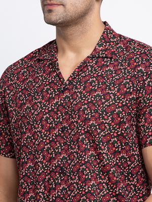 maroon floral casual shirt - 17692898 - Standard Image - 5