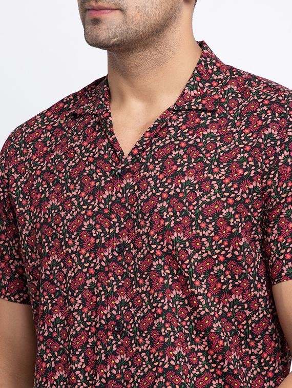 maroon floral casual shirt - 17692898 - Zoom Image - 5