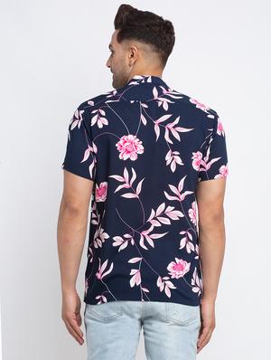 navy blue floral casual shirt - 17692900 - Standard Image - 3