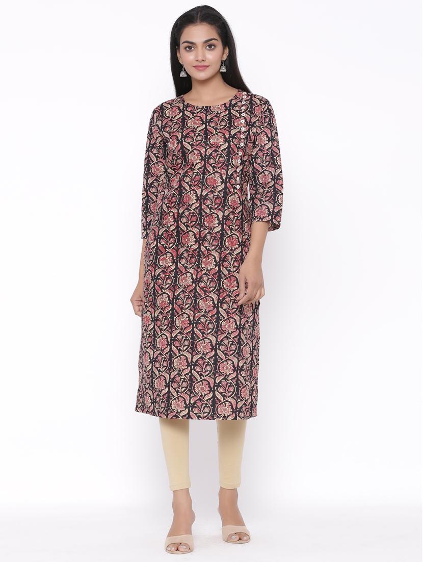 floral straight kurta - 17692912 - Zoom Image - 1