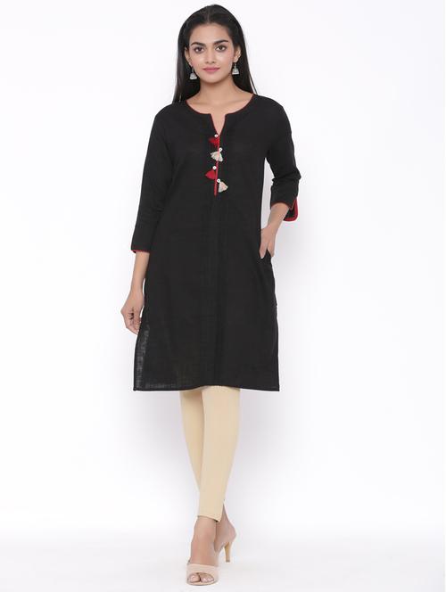 solid pintucks straight kurta - 17692916 - Standard Image - 1