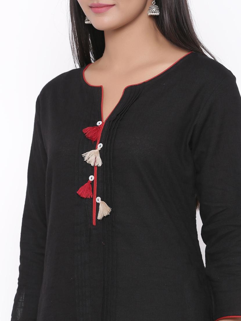 solid pintucks straight kurta - 17692916 - Zoom Image - 4