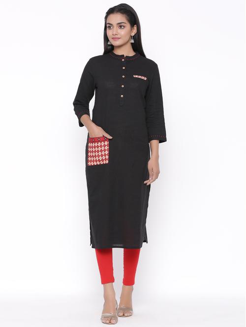 solid straight kurta - 17692920 - Standard Image - 1