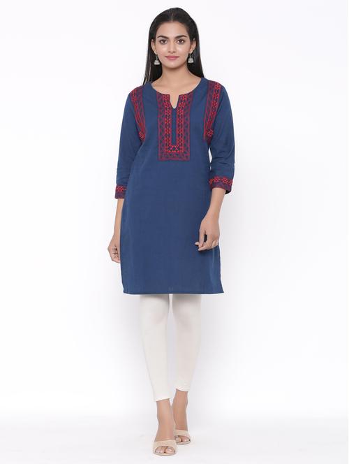 embroidered straight kurta - 17692922 - Standard Image - 1
