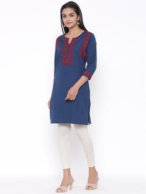 embroidered straight kurta - 17692922 - Standard Image - 2