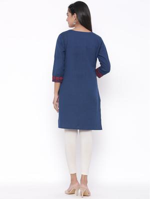 embroidered straight kurta - 17692922 - Standard Image - 3