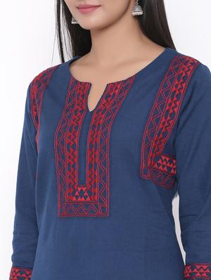 embroidered straight kurta - 17692922 - Standard Image - 4