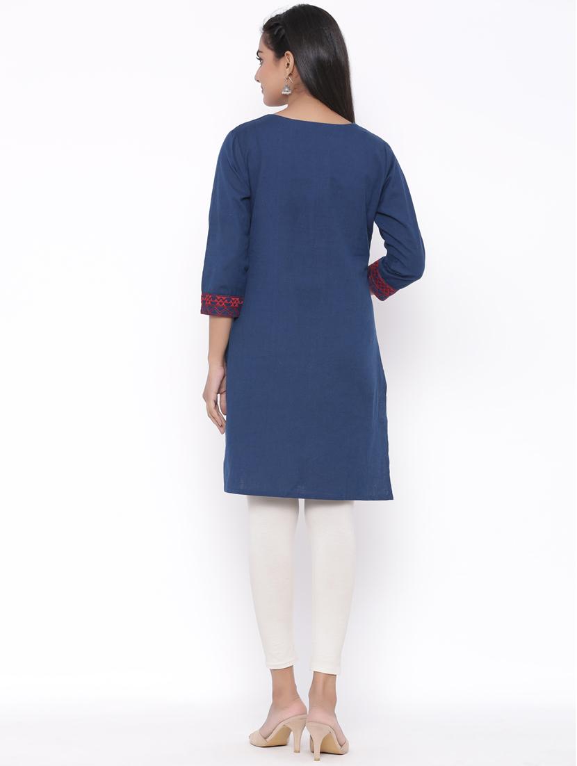 embroidered straight kurta - 17692922 - Zoom Image - 3