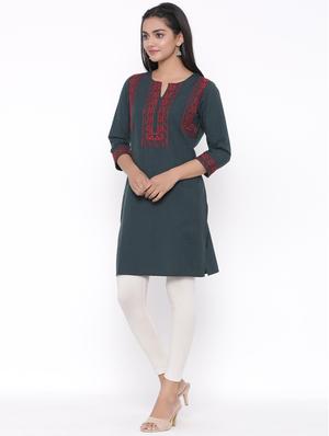embroidered straight kurta - 17692924 - Standard Image - 2