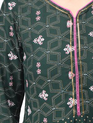 green rayon anarkali kurta - 17692945 - Standard Image - 4
