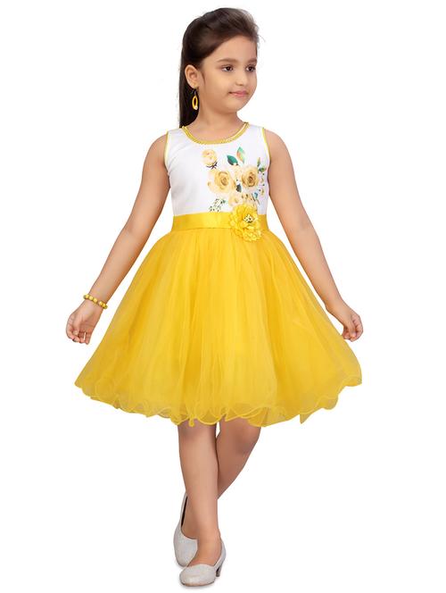 yellow net frock - 17692985 - Standard Image - 1