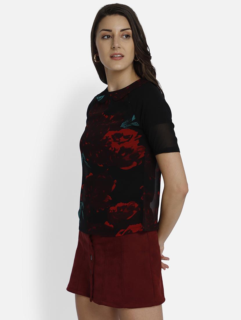 peter pan collar floral top - 17693231 - Zoom Image - 2