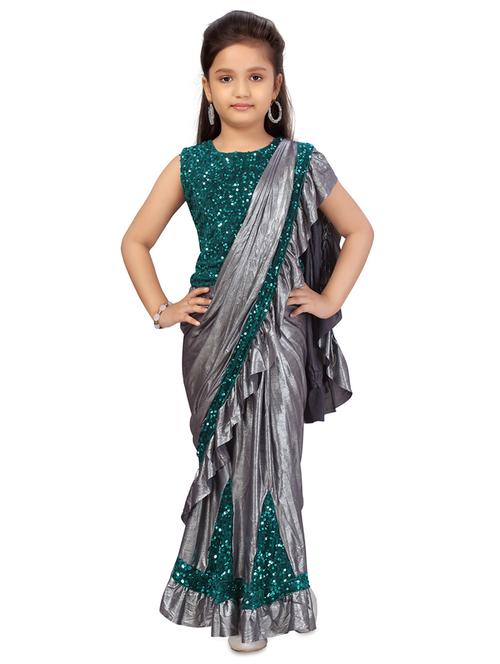 green polyester lehnga choli - 17693244 - Standard Image - 1