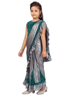 green polyester lehnga choli - 17693244 - Standard Image - 2