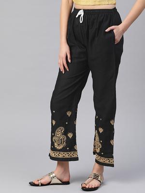 ethnic motifs chikankari straight palazzo - 17693249 - Standard Image - 2