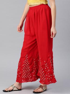 ethnic motifs chikankari flared palazzo - 17693250 - Standard Image - 3